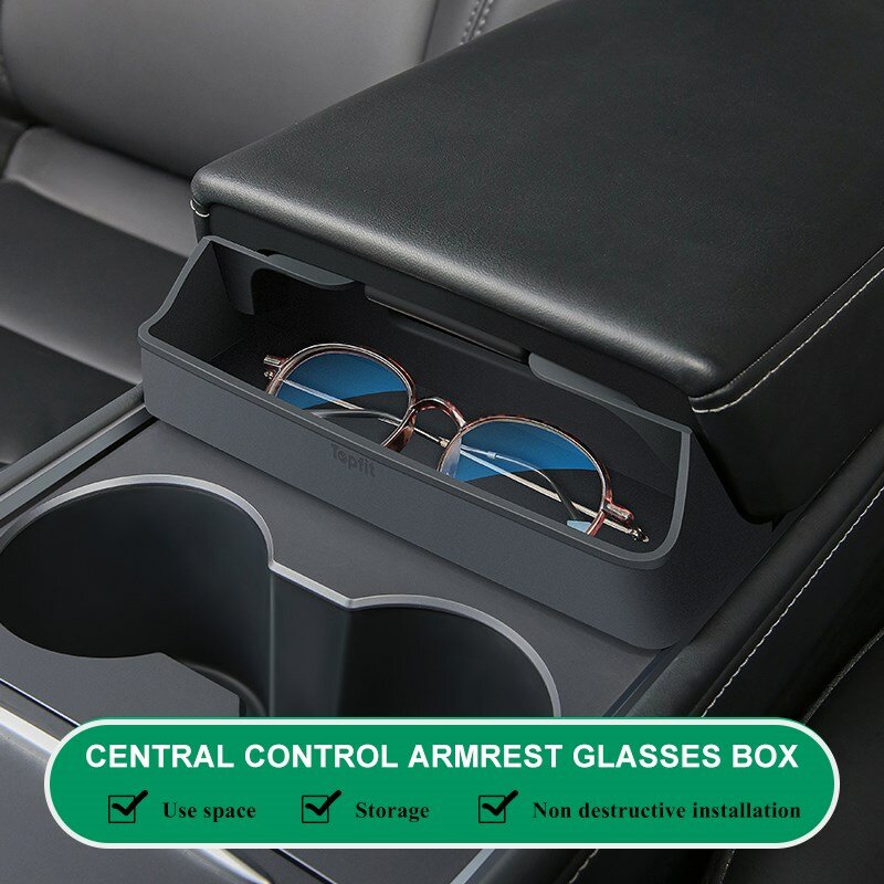 Kontrola centralna podłokietnik ze schowkiem kieszeń na okulary dla Tesli Model 3 Y 2022 2023 akcesoria samochodowe Szklane schowek na okulary części samochodowe