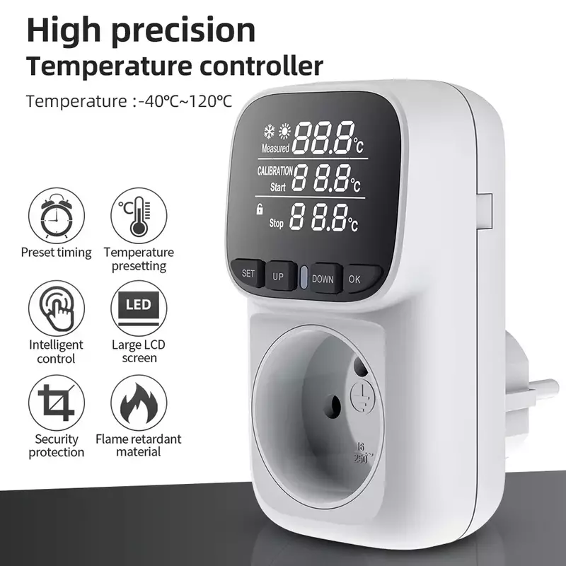 Soket layar pintar tampilan presisi tinggi, soket sentuh termostat regulasi rumah Digital untuk tangki ikan