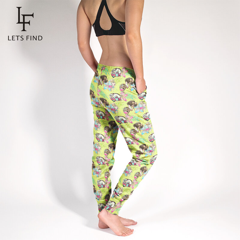 LETSFIND – pantalon de jogging pour femme, Streetwear, décontracté, avec poches, imprimé dessin animé, pour Camping Car et fille