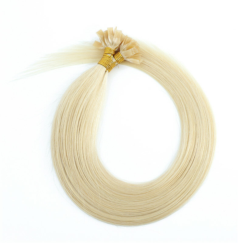 VSR płaska końcówka włosy do salonu 60cm platynowa blondynka 25 szt. 50 sztuk/paczka maszyna Remy Fusion keratyna płaska końcówka doczepy z ludzkich włosów