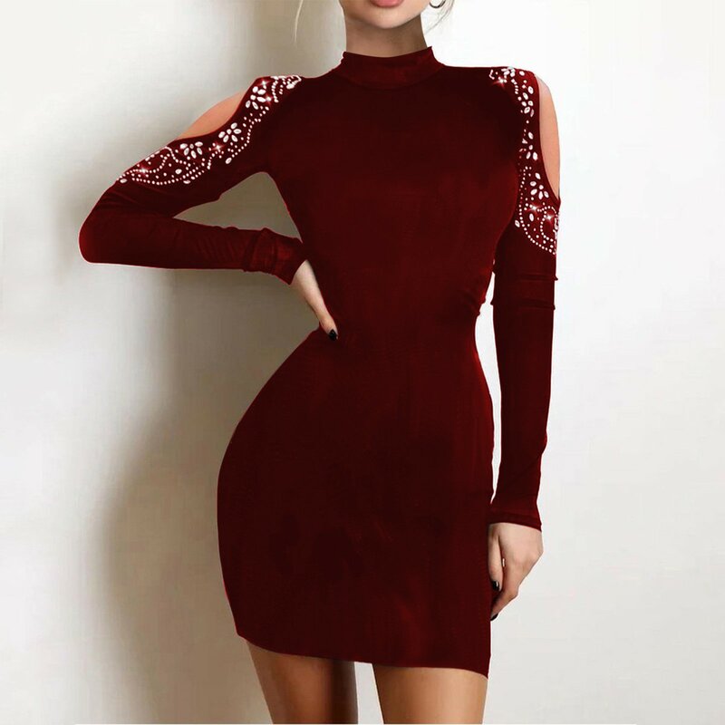 Dresses For Women 2024 Sexy Rhinestone Solid Color Night Club Outfits Prom Mini Dresses Sexy Clubwear Diamond Short Party Dress