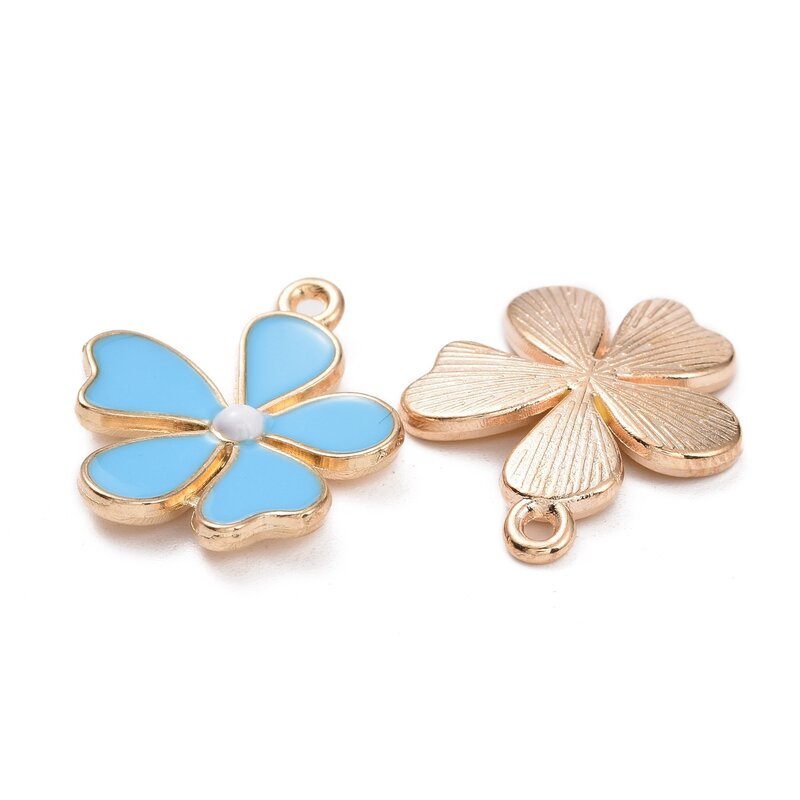 100pcs Alloy Enamel Pendants Cute Colorful Flower Dangel Earring Charms Mixed Color for Jewelry Making DIY Bracelet Necklace