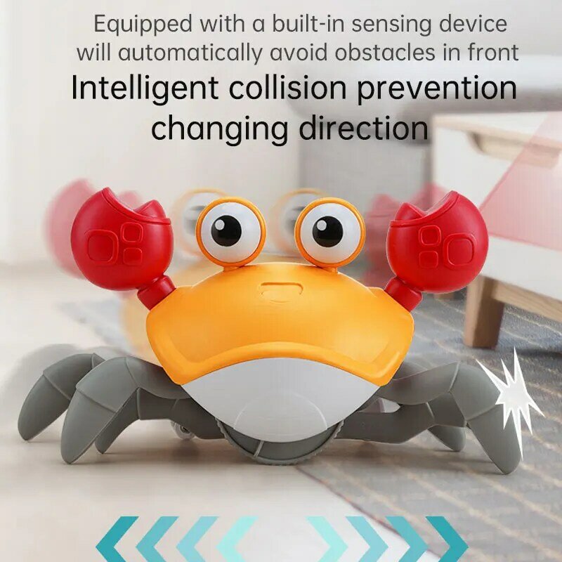 Elektrisches Flucht krabben spielzeug mit Musik licht vermeidet automatisch Hindernisse, die Krabben für interaktives Eltern-Kind-Spielzeug kriechen
