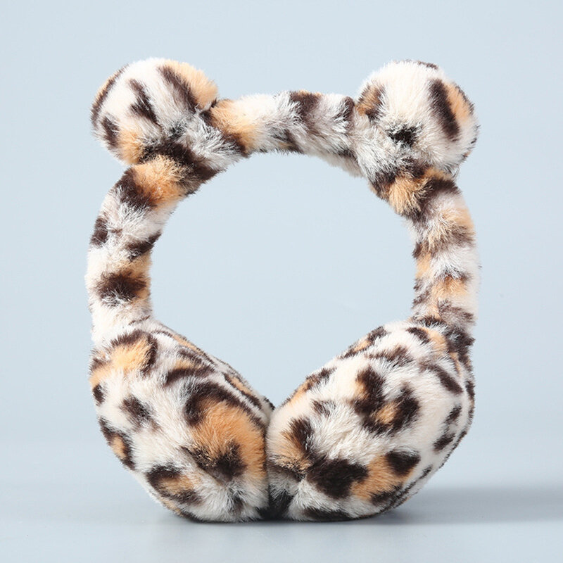 1pcs Soft Leopard Earmuffs Cute Fur Ear Cover Winter Warm Headphone Skiing Ears Warmer Ladies Girls Casual Earflaps