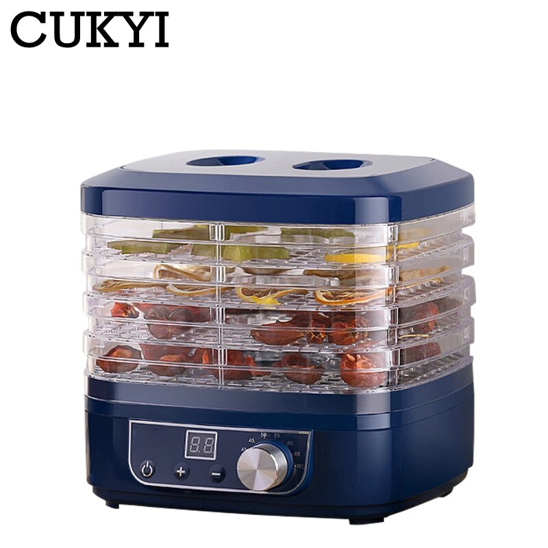 CUKYI Dried Fruit Vegetables Herb Meat Machine Household MINI Food Dehydrator Pet Meat Dehydrated 5 Trays Snacks Air Dryer EU