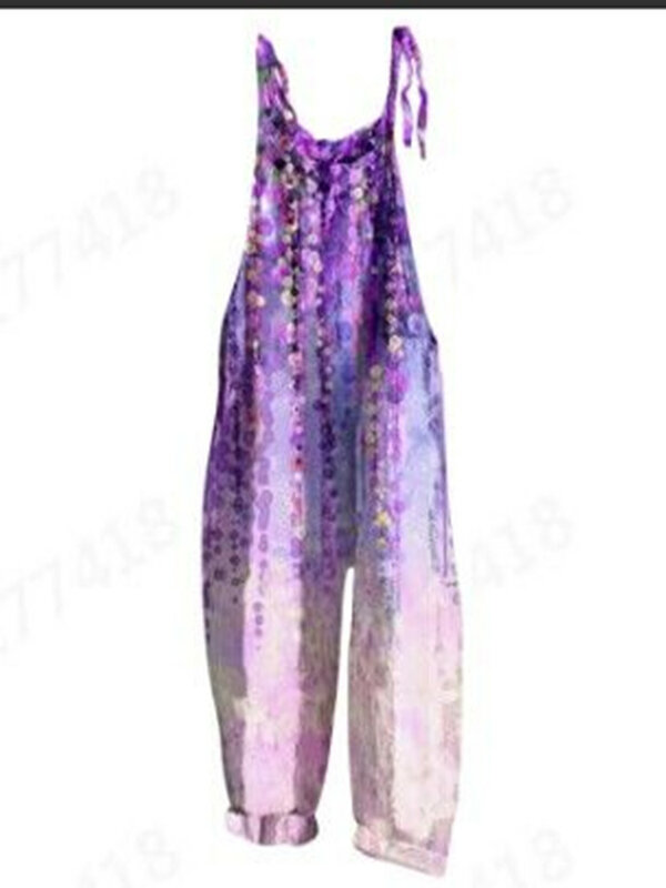 Летние женские модные шикарные подтяжки в стиле бохо, прямые ретро брюки с 3D принтом, свободные удобные комбинезоны