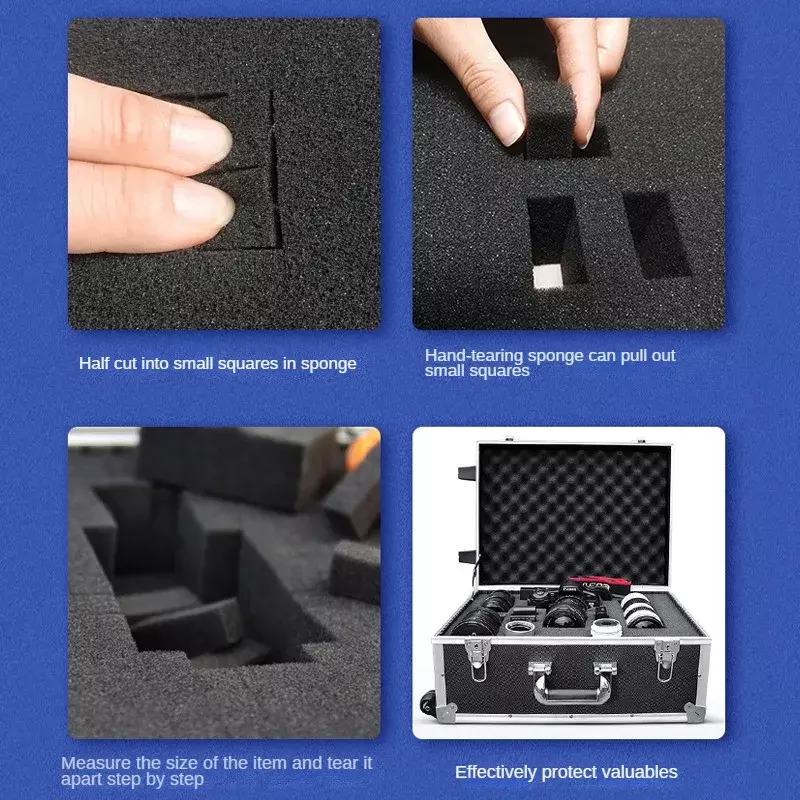 Pick Apart Foam For Toolbox Pre-cutting Foam Insert High Density Pick And Pluck Black Hard Sponge Konfigurowalny rozmiar Pianki cieniowe