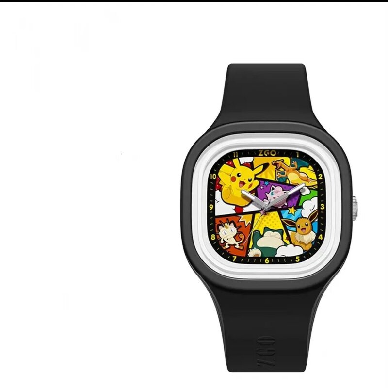 Новинка, детские часы Pikachu с квадратным силиконовым ремешком, цифровые наручные часы с мультяшной указкой, светящиеся часы для мальчиков и девочек, детские подарки на день рождения