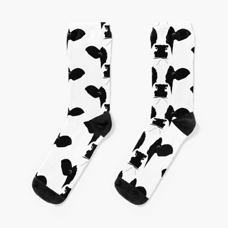Милые носки из коровьей кожи, чулки, теплые носки, мужские носки с цветочным принтом для девушек