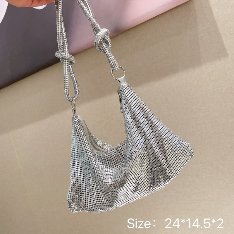Классические блестящие алюминиевые сумки 2023, женская сумка-клатч вечерние чка, женская Свадебная вечерняя сумка с тележкой