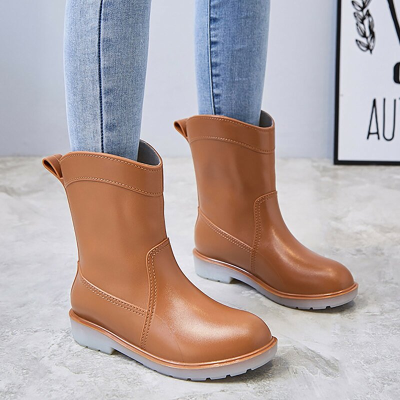รองเท้ากันน้ำผู้หญิง, รองเท้ากันน้ำพีวีซีกันลื่นรองเท้าบูทหน้าฝนรองเท้าลุยน้ำรองเท้ากันฝนยางใหม่รองเท้าหุ้มข้อในครัว