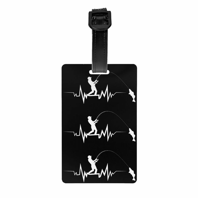 Custom Fishing Heartbeat Luggage Tag for Suitcases Funny Fisherman Fish Baggage Tags Privacy Cover Name ID Card