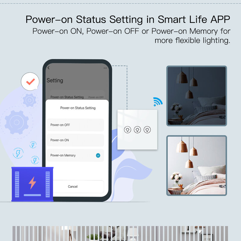 Переключатель света Moes с Wi-Fi и управлением через приложение Smart Life/Tuya, 1/2/3 кнопок