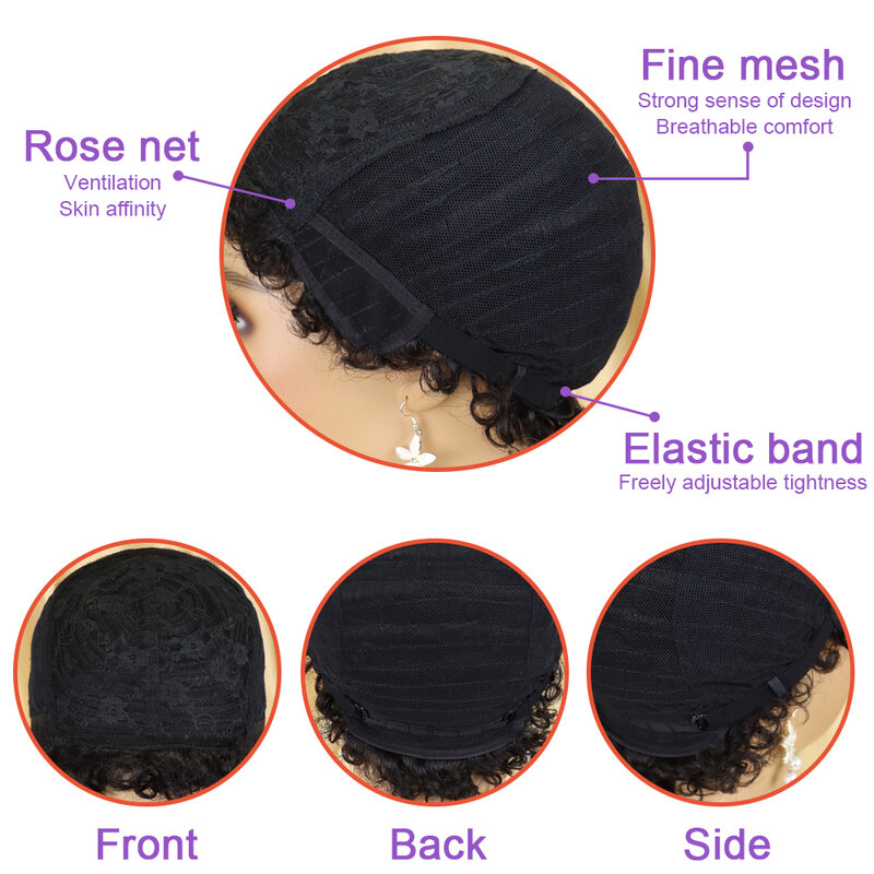 Короткие кудрявые волосы парики бразильские человеческие волосы для черных женщин натуральные черные безклеевые афро кудрявые пушистые волосы парики