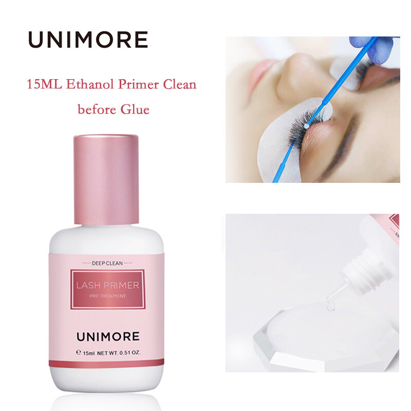 UNIMORE-Professional cílios extensão cola, Primer transparente, rosa, secagem rápida, impermeável, super adesivo