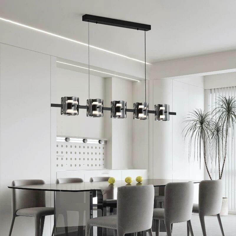 Minimalist  Chandelier Modern Nordic Simple Restaurant Bar Villa Living Room Bedroomcreative Lights Glass Strip LED Pendant Lamp