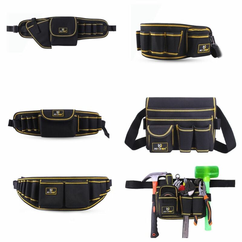 Oxford Cloth Waist Tool Pack Waterproof Pouch Tool Storage Bag Portable with Adjustable Belt Electrician Bag Electrician