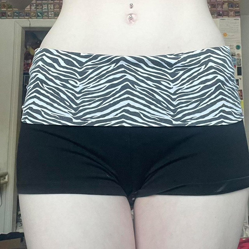 BIKPIIK-Shorts listrados de zebra feminino, moda casual, cores contrastantes impressas, sexy skinny, cintura baixa, roupa de baixo, combina com tudo