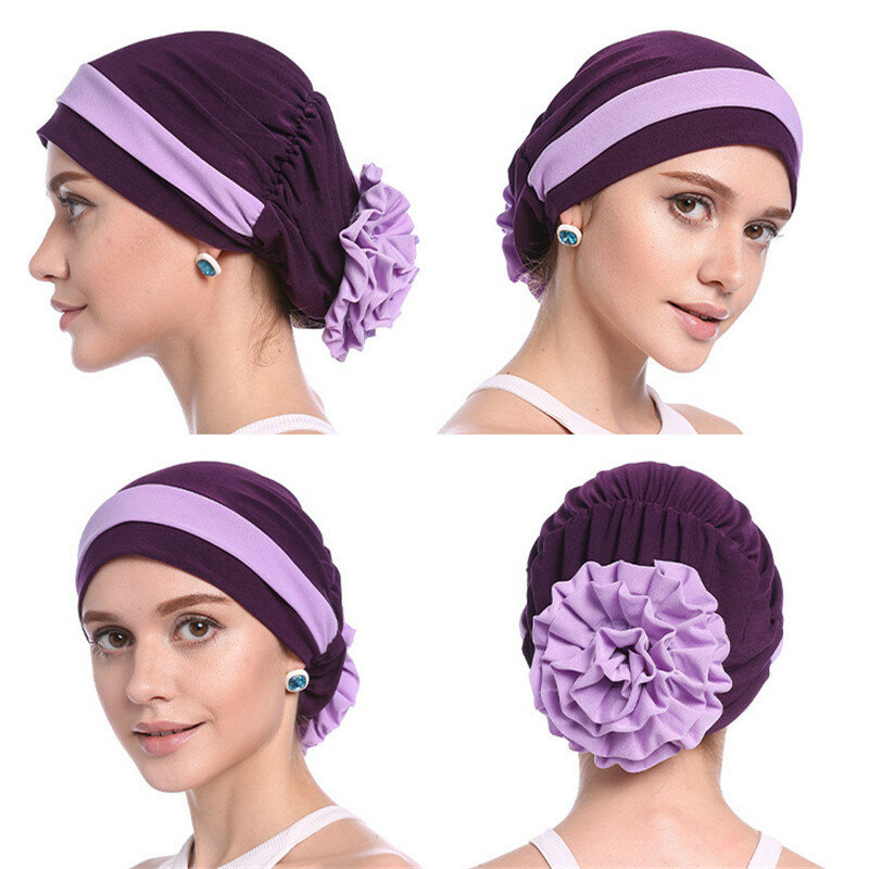 Slamic sombrero musulmán Hijab con flor para mujer, turbante, Hijab, cubierta para la cabeza, envoltura para la cabeza, regalos de Ramadán, gorro de quimioterapia de moda