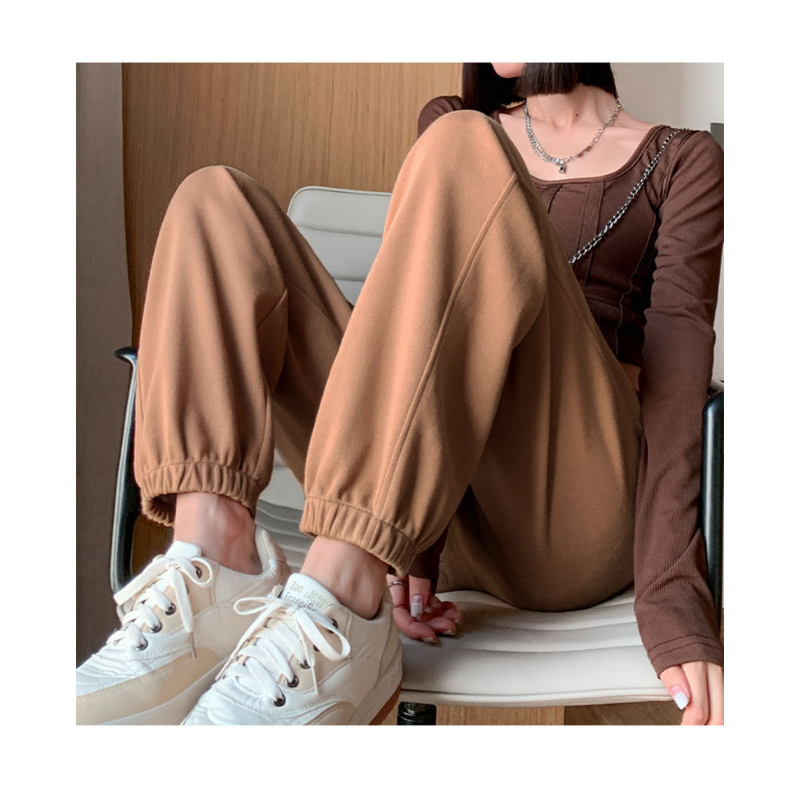 Pantalones bombachos de terciopelo para mujer, pantalón de chándal informal de algodón, estilo coreano, para otoño e invierno, novedad