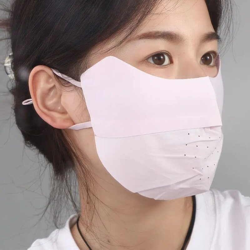 Masker Wajah mendaki, pelindung wajah untuk anak perempuan perlindungan UV memancing jenis telinga gantung luar ruangan penutup wajah masker wajah syal es sutra