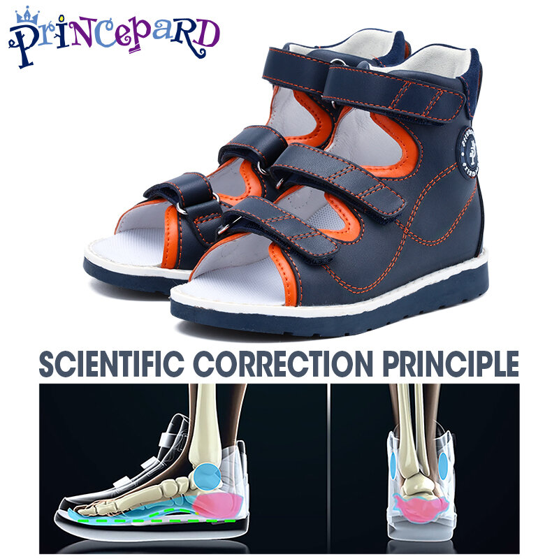 Princepard-Sapatos ortopédicos infantis para apoio de tornozelo, sandálias de topo alto, arco e tornozelo, verão