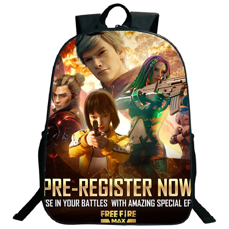 Large Capacity Free Fire Pattern Backpack Video Game School Bags Boys Girls Nylon BookBag Waterproof Travel Daypack Laptop Bag