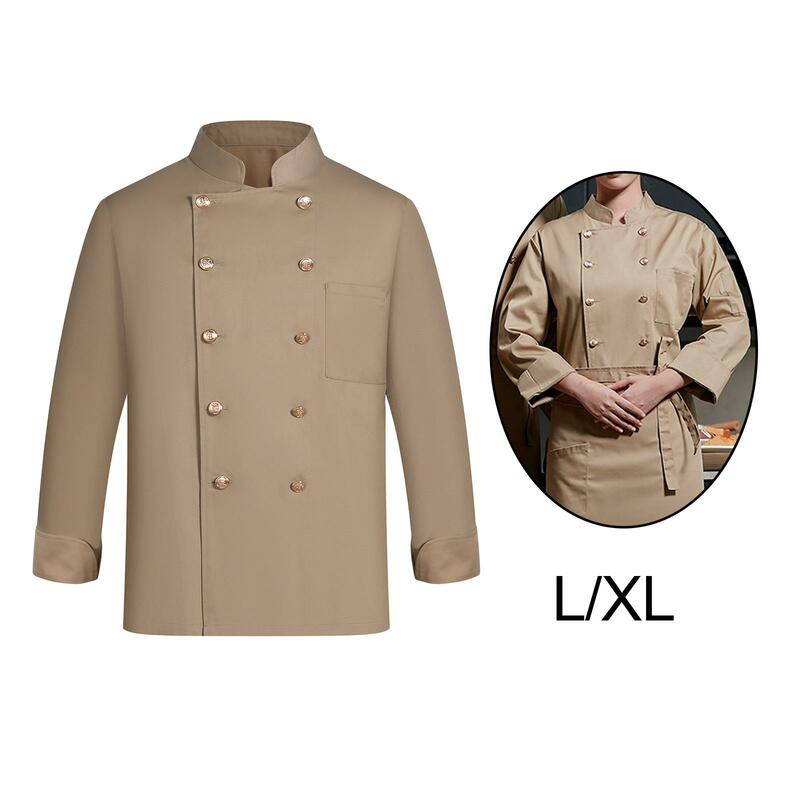 Mens  Long Length Sleeve Breathable Waiter Waitress Apparel Chef Jacket for Cooking