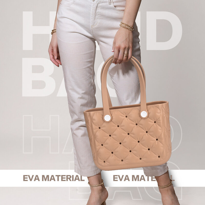 Bolsa de mano EVA de Color caramelo para exteriores, práctica, ligera, a la moda, impermeable y antiincrustante, se puede utilizar para la playa, 1 unidad