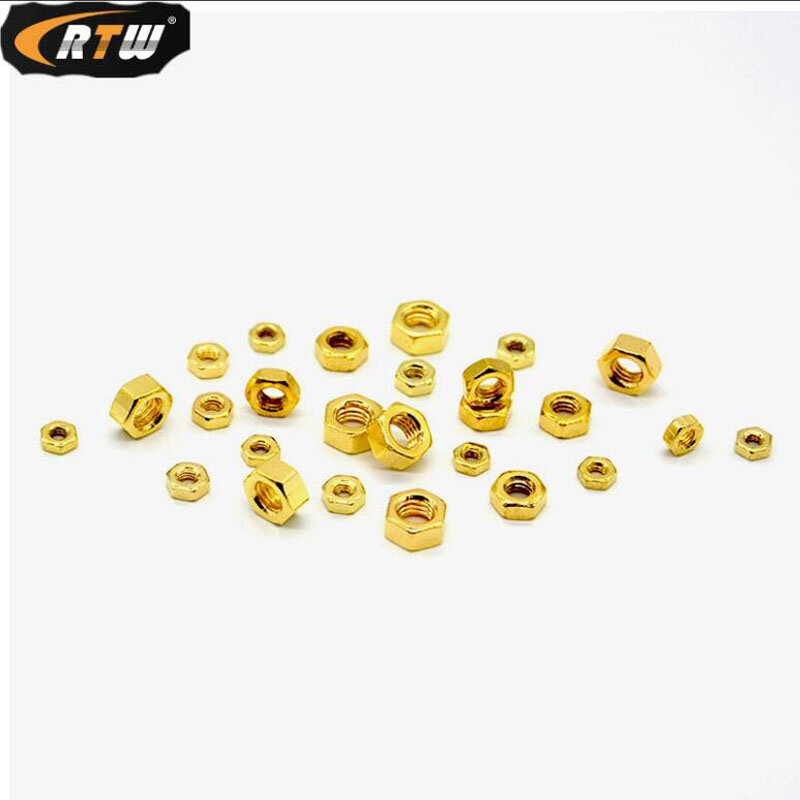 Hex Nuts nakel-gold plated Carbon Steel Hexagon Nuts Metric M2 M2.5 M3 M4 M5 M6 Fasteners Hardware Tools 1/5/10/20/50pcs