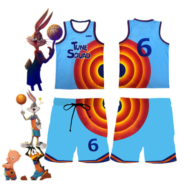 Детская майка для баскетбола из фильма, рубашка и шорты для косплея, костюм отряда Джеймс мелодии, летняя модная спортивная одежда для мальчиков и девочек