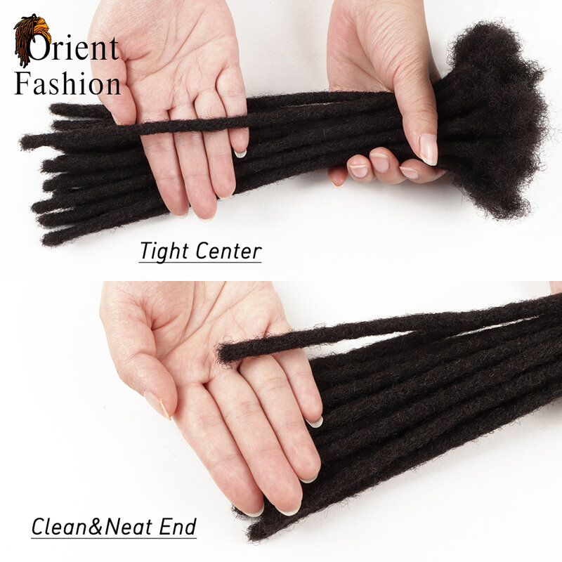 OrientFashion-Handmade Dreadlock Crochet extensões, tranças pequenas de cabelo humano macio para mulheres e homens afro, 4-24"