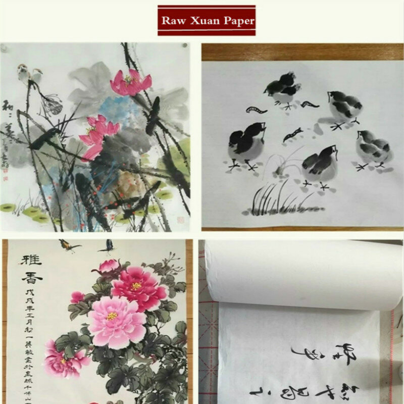 Papel Xuan rodante, papel chino de arroz crudo, caligrafía, pintura, medio adulto, Blanco Rijstpapier Carta Di Riso