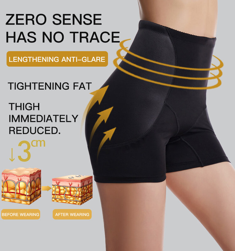 Celana dalam wanita, dalaman empuk pembentuk pantat palsu, pinggang tinggi kontrol perut
