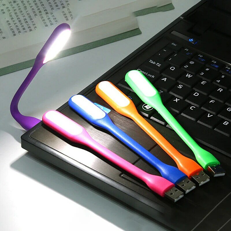 Mini luz de lectura nocturna USB, lámpara LED portátil, Flexible, para escritorio, adaptador de corriente móvil para portátil