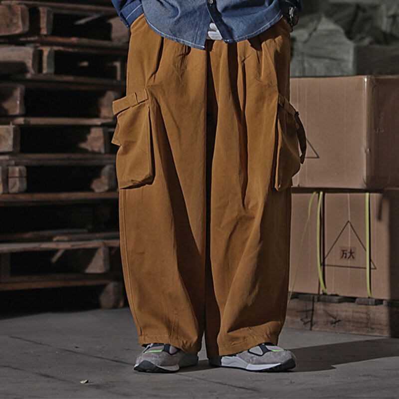 Брюки-карго мужские с множеством карманов, Рабочий Комбинезон, свободные повседневные штаны с широкими штанинами, одежда на весну