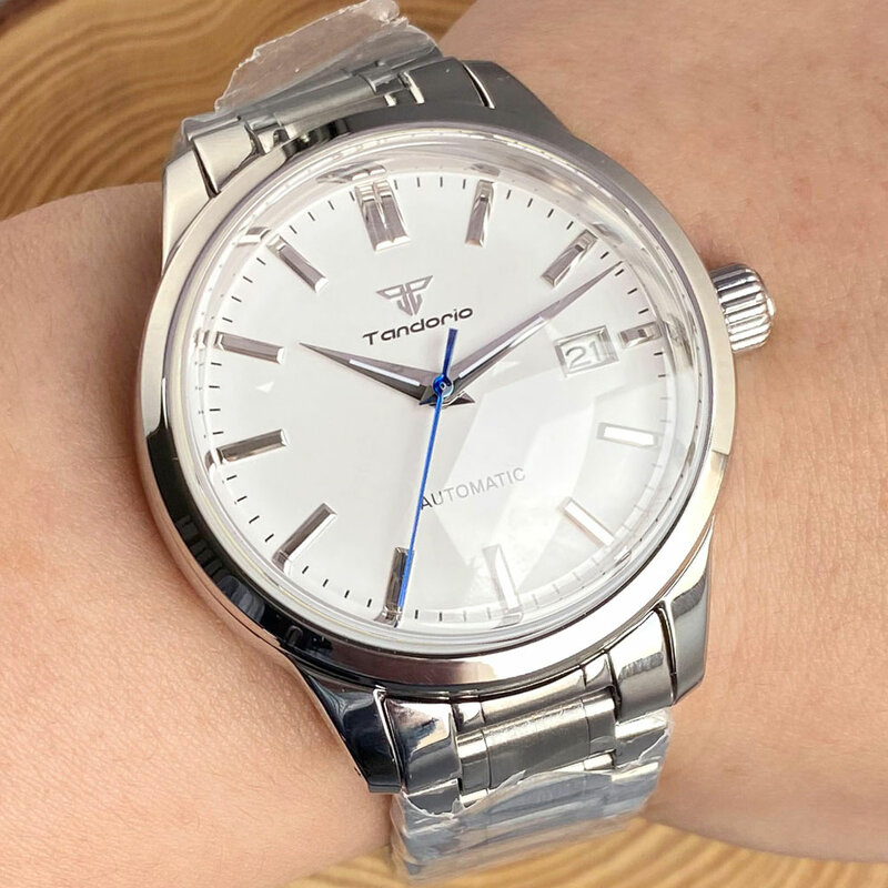 NH35 GS นาฬิกาข้อมือผู้ชายผู้ชาย200เมตรกันน้ำนาฬิกาข้อมือคู่รูปโดมแซฟไฟร์คริสตัล tandorio นาฬิกาดำน้ำวันที่สายหนัง
