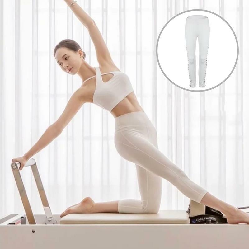 Calças de Yoga elástico cintura alta feminino, Leggings Crossover oco, controle barriga, Sexy