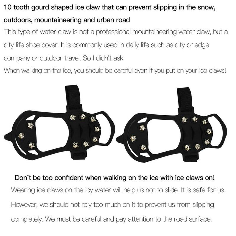 Snow Shoe Cleat Anti-slip Ice Gripper Snow Traction Spikes Hiking Climbing Overshoe Cleat  M  Orange