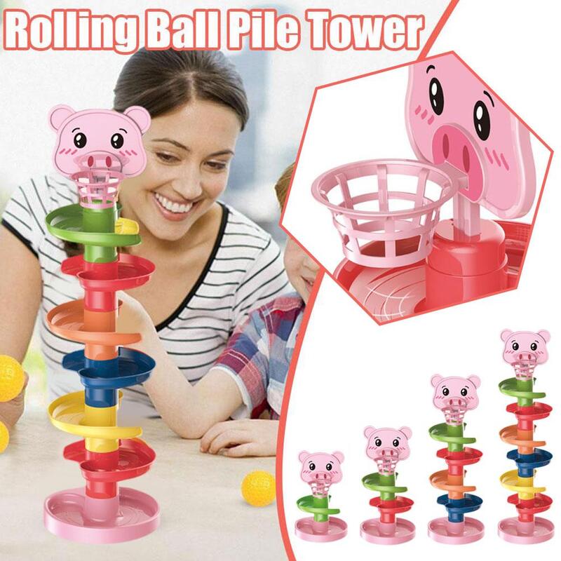 Babys pielzeug Rolling Ball Pile Tower frühes Lernspiel zeug für Babys rotierende Spur pädagogisches Baby geschenk Stapels pielzeug für Ki i9h6