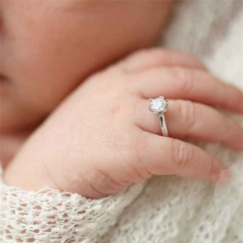 Akcesoria do noworodkowych sesji fotograficznych imitacja diamentowy pierścionek dziewczynka rekwizyty fotograficzne Studio zdjęcia niemowlęcia Fotografia