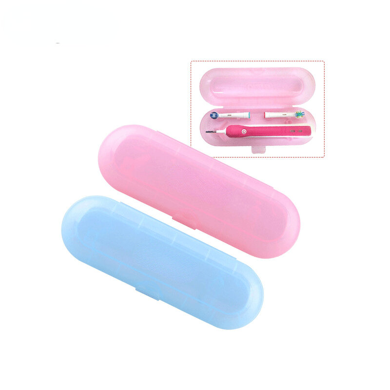 Caja de viaje portátil para cepillo de dientes eléctrico, funda protectora de almacenamiento para senderismo al aire libre, Camping, azul y rosa (solo caja de viaje)