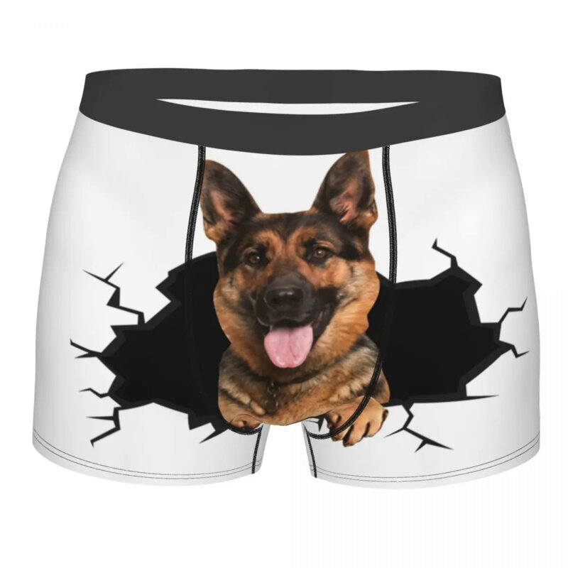 Pakaian dalam pria stiker 3D anjing peliharaan Jerman dicetak khusus kekasih GSD Boxer celana dalam pendek celana dalam lembut