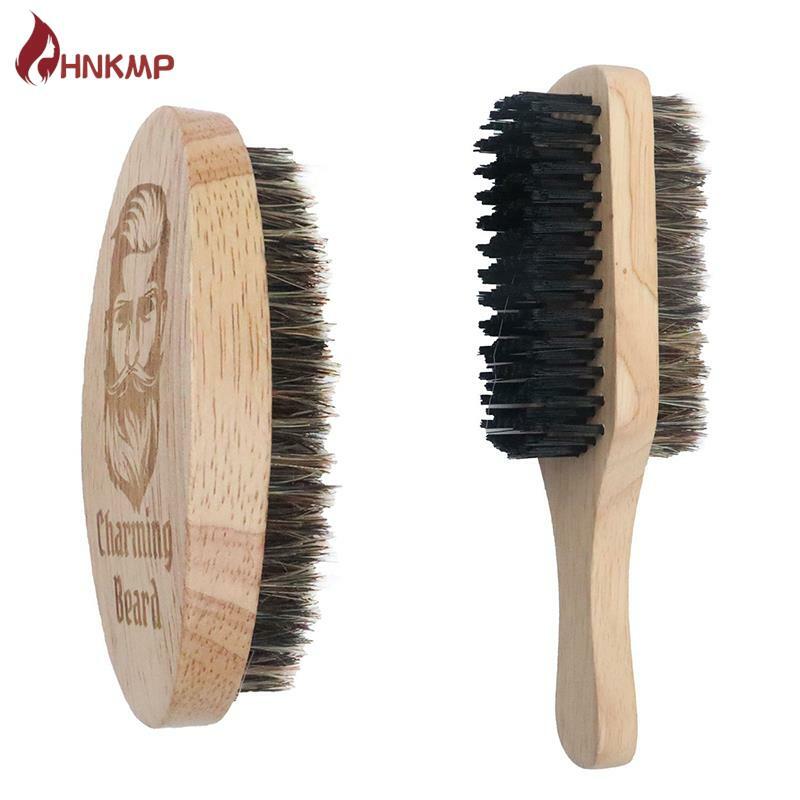 Cepillo de afeitar de cerdas de jabalí ecológico para hombres, cepillo de barba Natural de barbero portátil para limpieza Facial, herramientas de bigote, 1 unidad