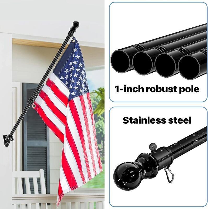 Flag Poles for Outside House, 6ft Residential or Commercial Flag Pole Kit, Professional Flagpole for Garden Yard Porch American