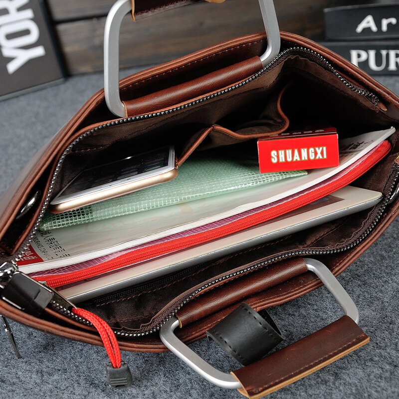 Luxury Business Briefcase Male High-quality Crazy Horse Leather Crossbody Shoulder Bag Men Laptop Handbag