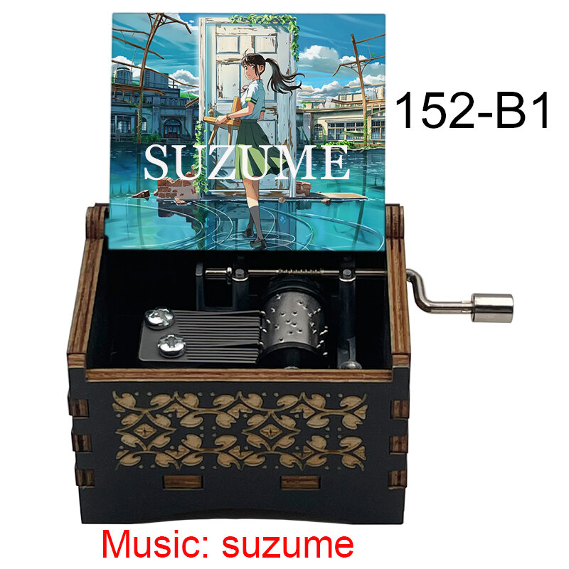 Suzuki木製アニメ音楽ボックス、手動、風、18点移動、新年の友人、愛好家の装飾品のための新年の贈り物