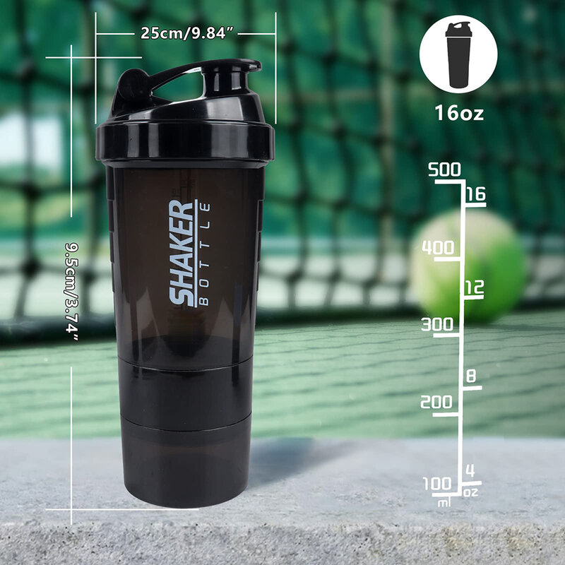 3 strati Shaker Protein Bottle Powder Shake Cup bottiglia d'acqua tazza di miscelazione in plastica bottiglia per esercizi di Body Building