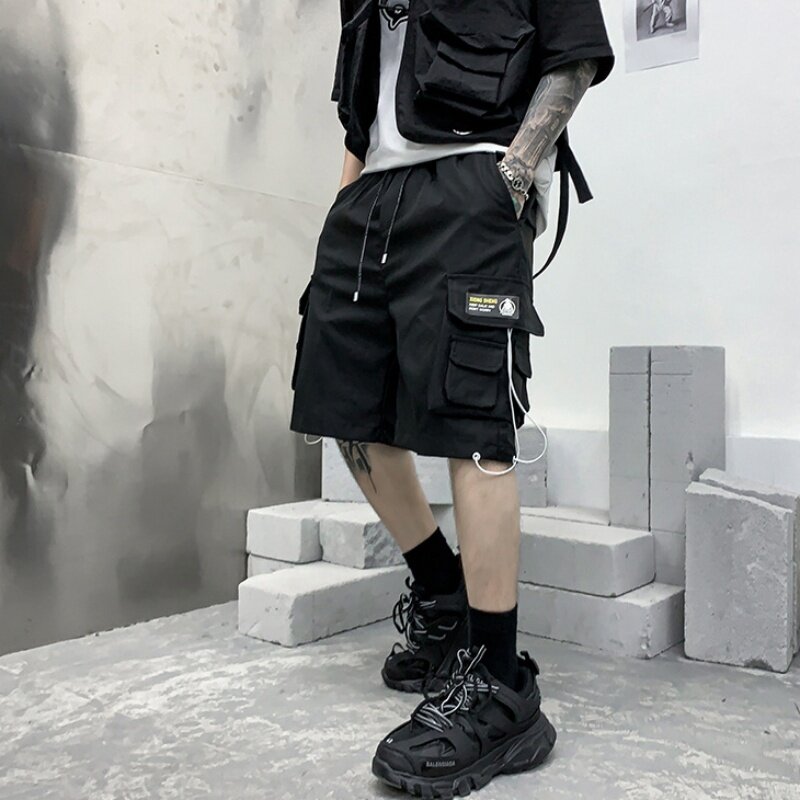Pantalones cortos tácticos de calle alta para hombre, ropa de calle Y2K con múltiples bolsillos, estilo Techwear, 2024