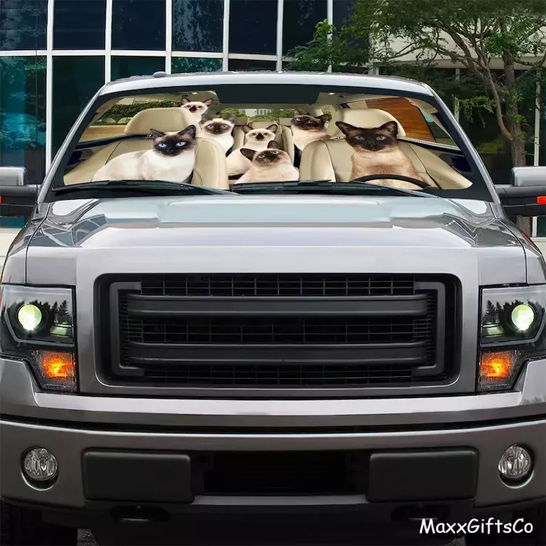 ที่บังแดดรถยนต์รูปแมวสยามกระจกบังแดดสำหรับครอบครัวแมวสยามของตกแต่งอุปกรณ์เสริมรถยนต์ของขวัญสำหรับ DA